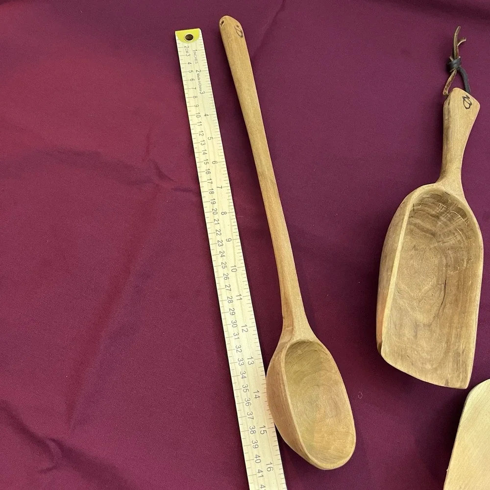 Set Of 3 Vtg Wooden Handmade Scoop Rustic Farmhouse Nuts Oats Kitchen Wall Decor